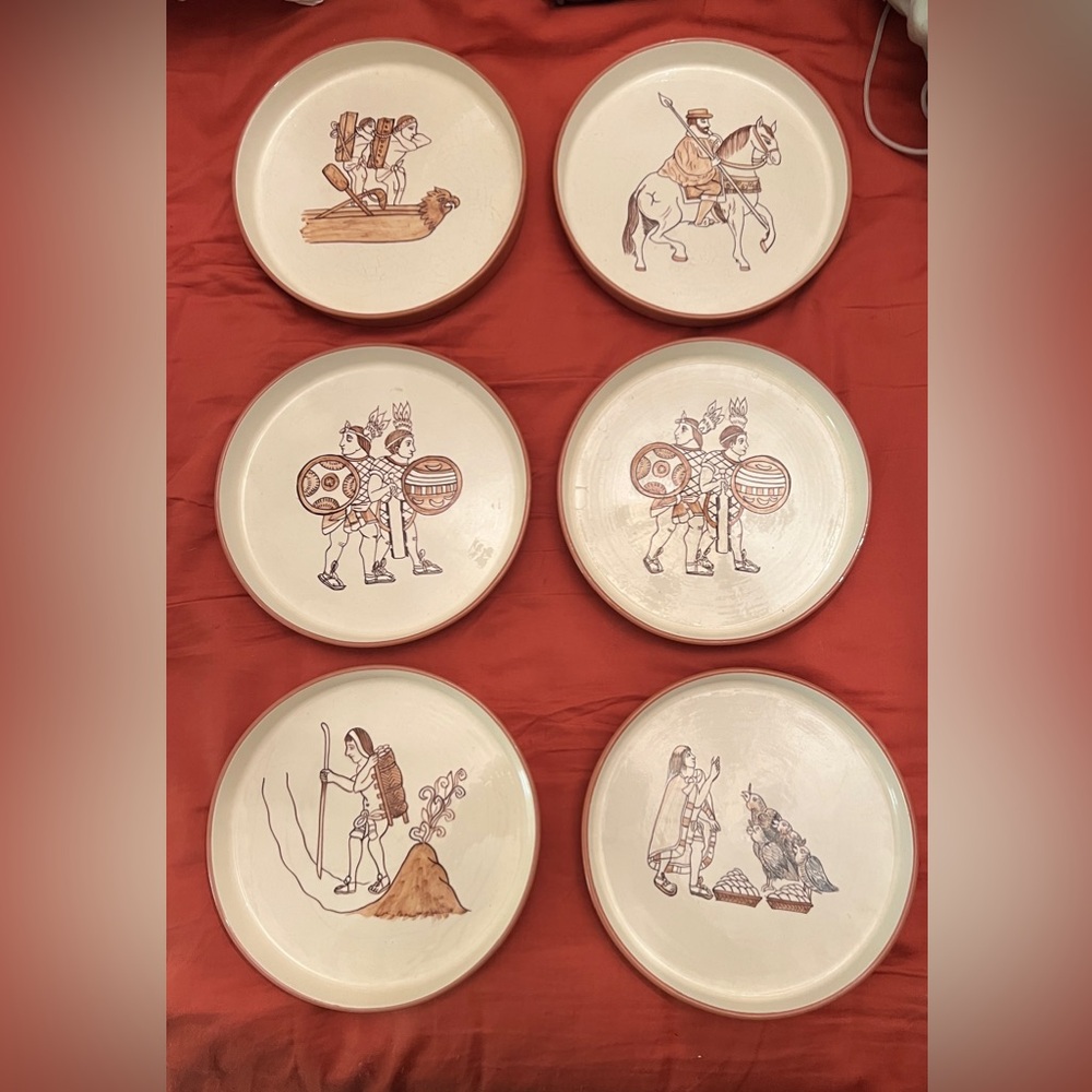 6 Vintage INAH MEXICO plates